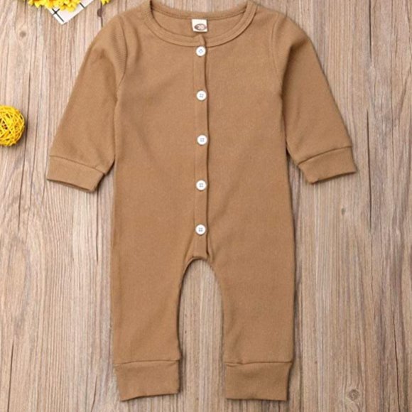 ORGANIC: COTTON LINEN BABY ROMPER - Picture 1 of 4